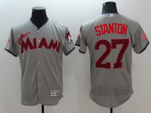 Men's Miami Marlins Majestic Gray Road Flex Base Jersey