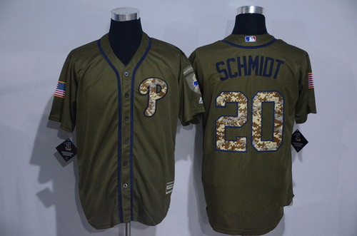 Men's Philadelphia Phillies #20 Mike Schmidt Retired Green Salute