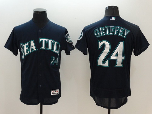 Men's Seattle Mariners #24 Ken Griffey Jr. Retired Navy Blue 2016