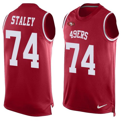 Men's San Francisco 49ers #74 Joe Staley Red Hot Pressing Player Name & Number Nike NFL Tank Top Jersey Men's San Francisco 49ers #74 Joe Staley Red Hot Pressing Player Name & Number Nike NFL Tank Top Jersey
