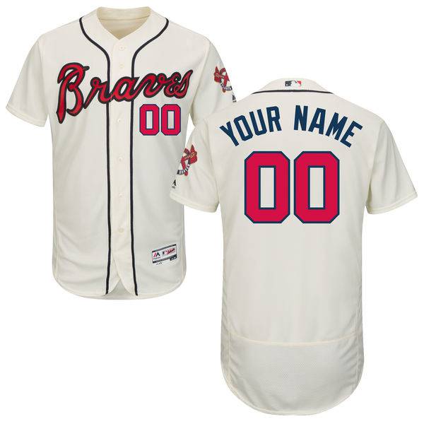 Mens Atlanta Braves Cream Customized Flexbase Majestic MLB Collection