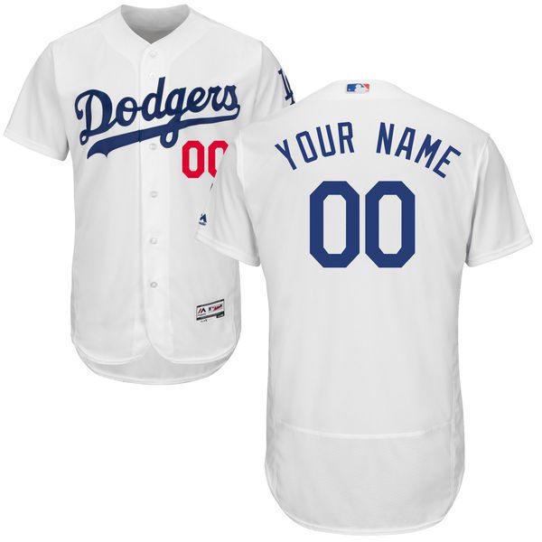Mens Los Angeles Dodgers White Customized Flexbase Majestic MLB