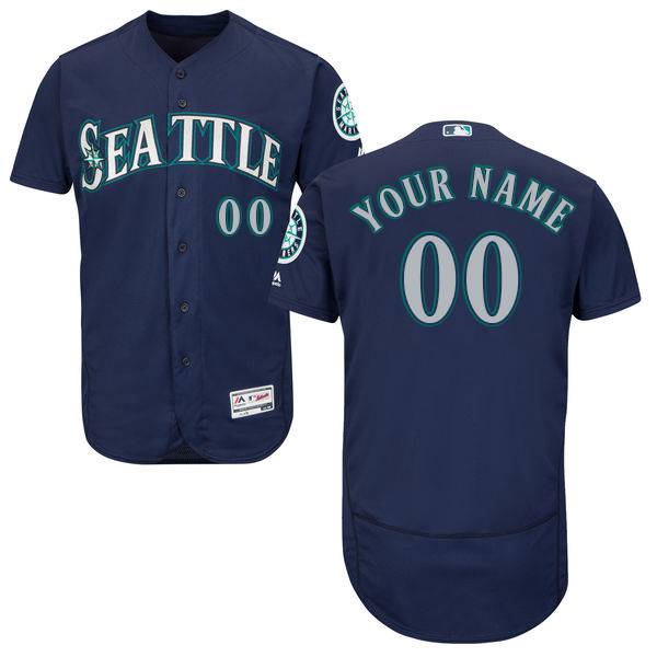 Mens Seattle Mariners Navy Blue Customized Flexbase Majestic MLB