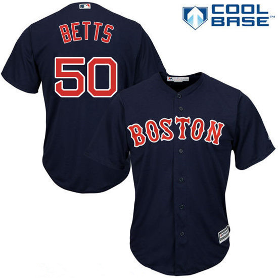 Women's Boston Red Sox 50 Mookie Betts Navy Blue Stitched MLB Majestic