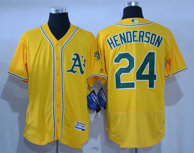 Men's Oakland Athletics #24 Rickey Henderson Retired ...