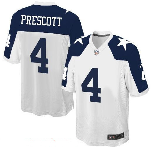 Men's Dallas Cowboys 4 Dak Prescott White Thanksgiving Alternate