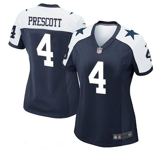 Women's Dallas Cowboys 4 Dak Prescott White Thanksgiving Alternate