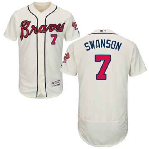 Atlanta Braves #7 Dansby Swanson Alternate Cream Jersey - Cheap MLB  Baseball Jerseys