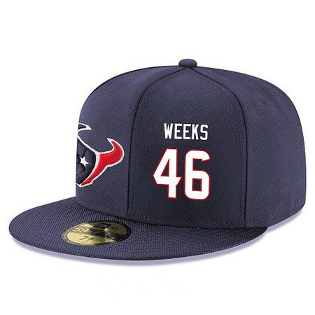 Houston Texans #46 Jon Weeks Snapback Cap NFL Player Navy Blue with White Number Stitched Hat