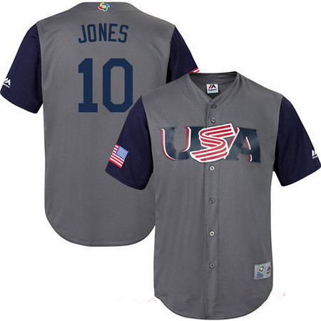 Men's Team USA Baseball Majestic #10 Adam Jones Gray 2017 World Baseball  Classic Stitched Authentic Jersey on sale,for Cheap,wholesale from China