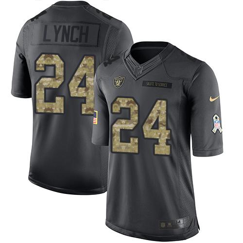Nike Raiders #24 Marshawn Lynch Black Team Color Men's