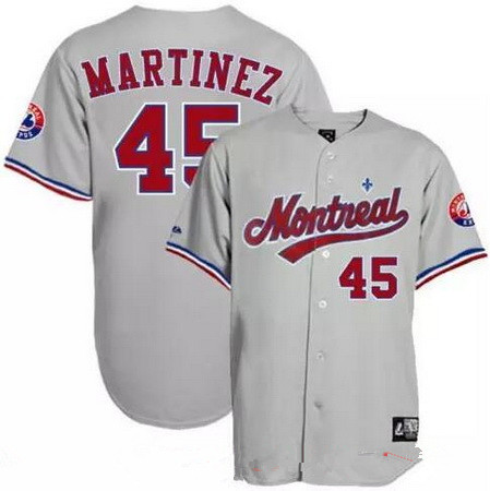 Men's Montreal Expos #45 Pedro Martinez Gray Road Throwback Stitched MLB  Majestic Cooperstown Collection Jersey on sale,for Cheap,wholesale from  China