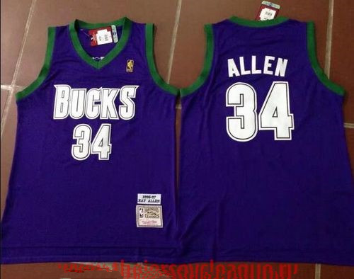 Throwback Jersey Bucks #34 Ray Allen Basketball Jersey