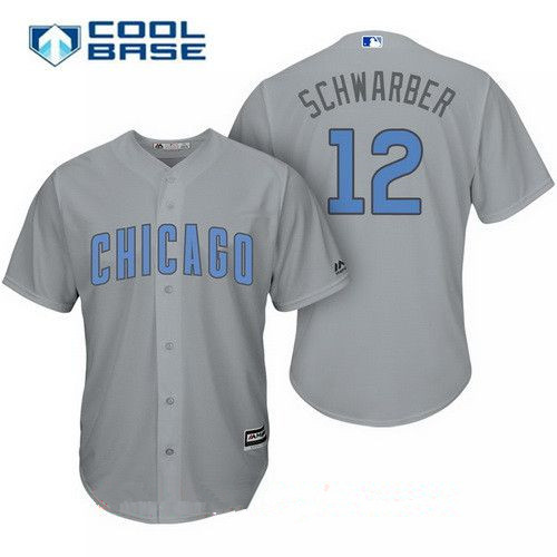 Men's Chicago Cubs #12 Kyle Schwarber Gray with Baby Blue Father's Day  Stitched MLB Majestic Cool Base Jersey on sale,for Cheap,wholesale from  China