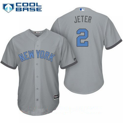 Nike Men's New York Yankees Derek Jeter #2 Gray Cool Base Jersey