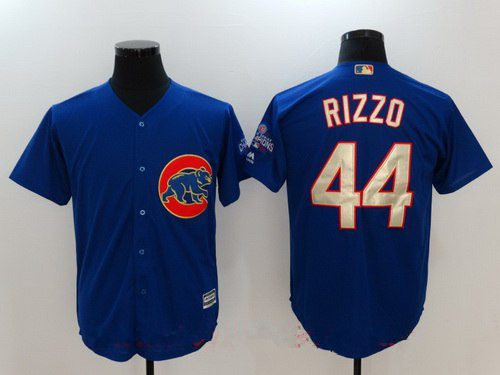 مقاسات الشوز Men's Chicago Cubs #44 Anthony Rizzo Royal Blue World Series Champions Gold Stitched MLB Majestic 2017 Cool Base Jersey كيف اعرف خدماتي موقفه