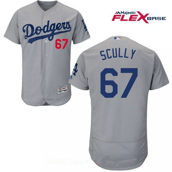 Men's Los Angeles Dodgers Sportscaster 67 Vin Scully Retired Gray
