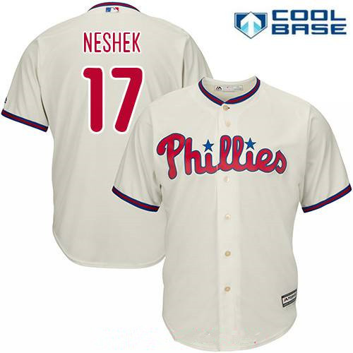 Men's Philadelphia Phillies #17 Pat Neshek White Home Stitched MLB Majestic Cool Base Jersey Men's Philadelphia Phillies #17 Pat Neshek White Home Stitched MLB Majestic Cool Base Jersey