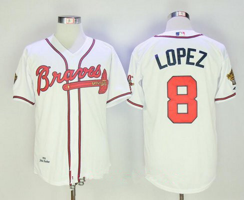 Javy Lopez Atlanta Braves 1999 World Series Home White Jersey Men's (S-3XL)