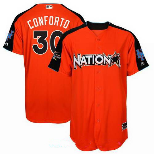 Men's National League New York Mets #30 Michael Conforto Majestic Orange  2017 MLB All-Star Game Home Run Derby Player Jersey on sale,for  Cheap,wholesale from China