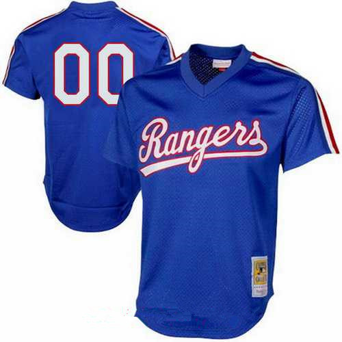 Men's Texas Rangers Royal Blue Mesh Batting Practice Throwback Majestic