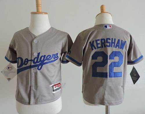 Toddler Los Angeles Dodgers #22 Clayton Kershaw Gray Road Stitched