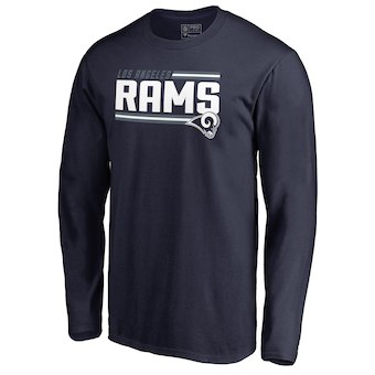 Men's Los Angeles Rams NFL Pro Line by Fanatics Branded Navy Iconic Collection On Side Stripe Long Sleeve T-Shirt