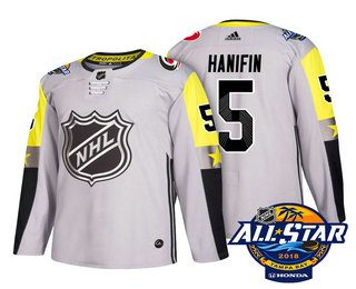 Men's Carolina Hurricanes #5 Noah Hanifin Grey 2018 NHL All-Star Stitched Ice Hockey Jersey
