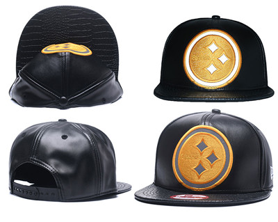 NFL Pittsburgh Steelers Team Logo Black Reflective Adjustable Hat