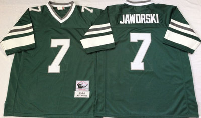 Eagles 7 Ron Jaworski Green Throwback Jersey on sale,for Cheap,wholesale  from China