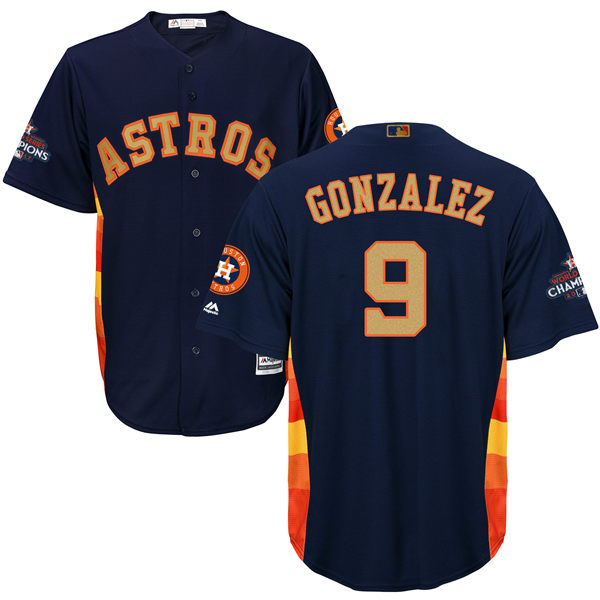 Men's Houston Astros 35 Justin Verlander Navy Blue 2018 Gold Program