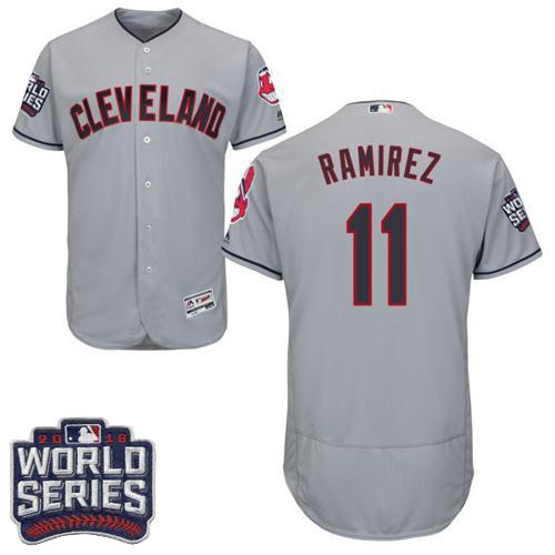 Men's Cleveland Indians #11 Jose Ramirez Grey Flexbase Authentic Collection  2016 World Series Bound Stitched MLB Jersey on sale,for Cheap,wholesale  from China