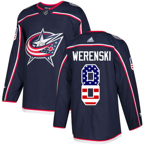 Adidas Blue Jackets 71 Nick Foligno Navy Blue Home Authentic USA Flag
