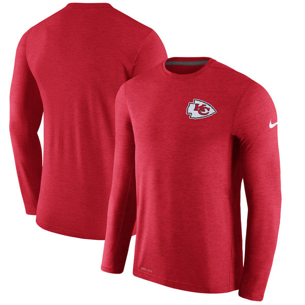 Men's Kansas City Chiefs Nike Red Coaches Long Sleeve Performance T-Shirt