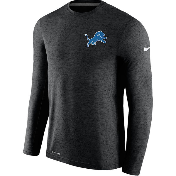 Men's Detroit Lions Nike Black Coaches Long Sleeve Performance TShirt