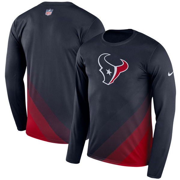 Men's Houston Texans Nike Navy Dri FIT Touch Long Sleeve Performance T