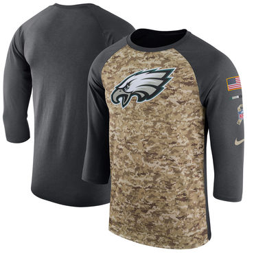Men's Philadelphia Eagles Nike Camo Anthracite Salute to Service Sideline Legend Performance Three-Quarter Sleeve T Shirt