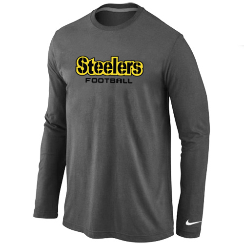Nike Pittsburgh Steelers Authentic font Long Sleeve T-Shirt D.Grey