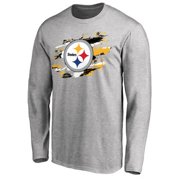 Men's Pittsburgh Steelers NFL Pro Line Ash True Colors Long Sleeve T-Shirt