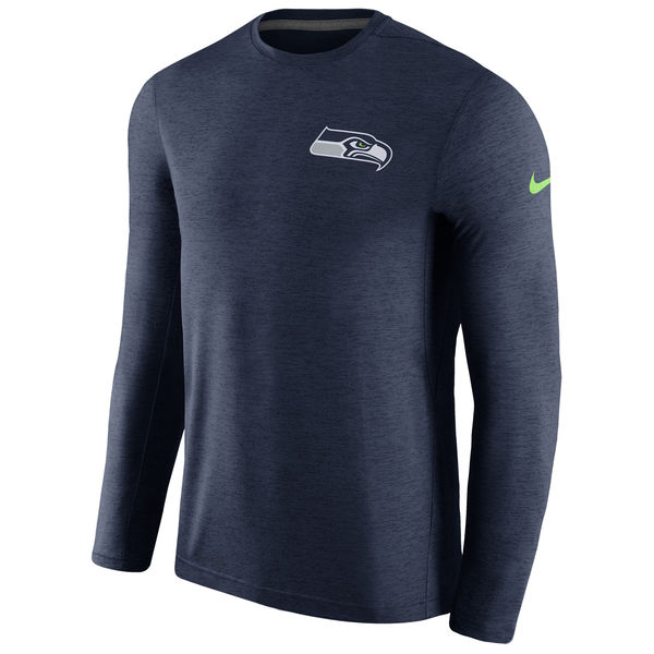 Men's Seattle Seahawks Nike College Navy Coaches Long Sleeve Performance T-Shirt