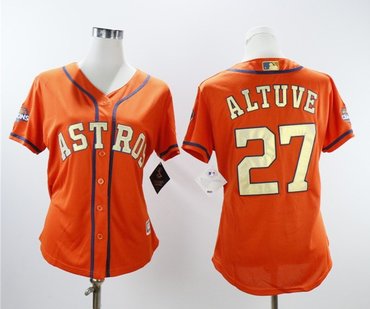 Houston Astros #27 Jose Altuve Orange Women 2018 Gold Program Cool Base Jersey