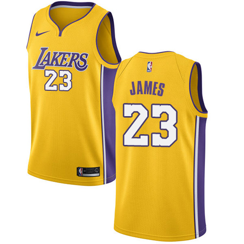 Lebron James #23 Los Angeles Lakers Men's Sewn Yellow/Black/Purple Jersey NWT 