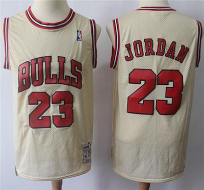 Ness Bulls #23 Michael Jordan Cream 