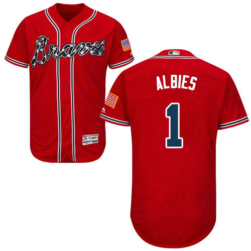 Atlanta Braves 1 Ozzie Albies Red New Cool Base Stitched Baseball