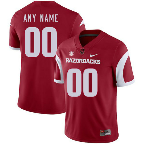 Arkansas Razorbacks Men's Customized Red College Football Jersey on