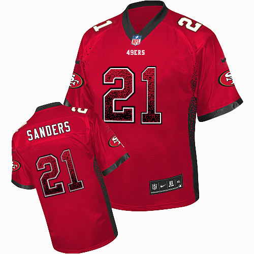 Nike 49ers #21 Deion Sanders Red Team Color Men's Stitched NFL Elite Drift Fashion Jersey on 