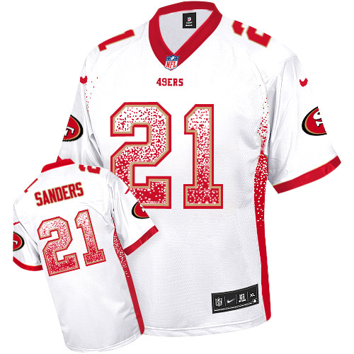 Nike 49ers 21 Deion Sanders White Men's Stitched NFL Elite Drift