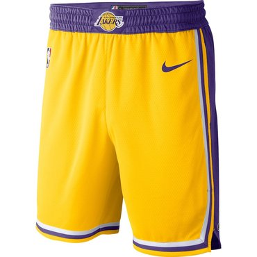 Men's Los Angeles Lakers Yellow 2019 Nike Swingman Stitched NBA Shorts ...