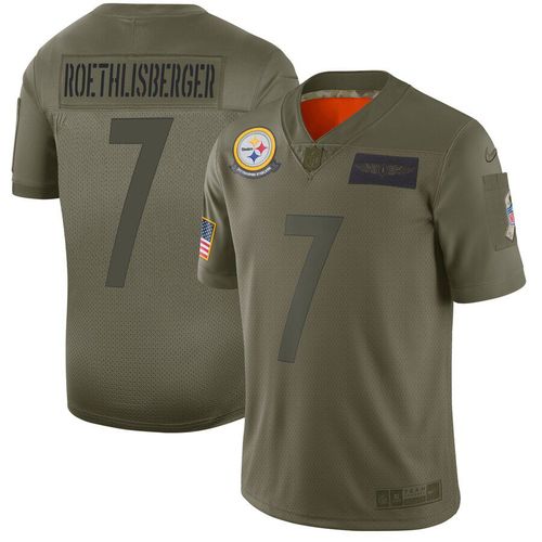 Men Pittsburgh Steelers 7 Roethlisberger Green Nike Olive Salute To