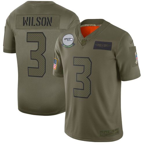 Men Seattle Seahawks 3 Wilson Green Nike Olive Salute To Service